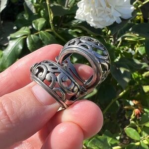 Vintage SILPADA 925 Sterling Silver Filigree Scroll Hoop Clip-On Earrings C1380